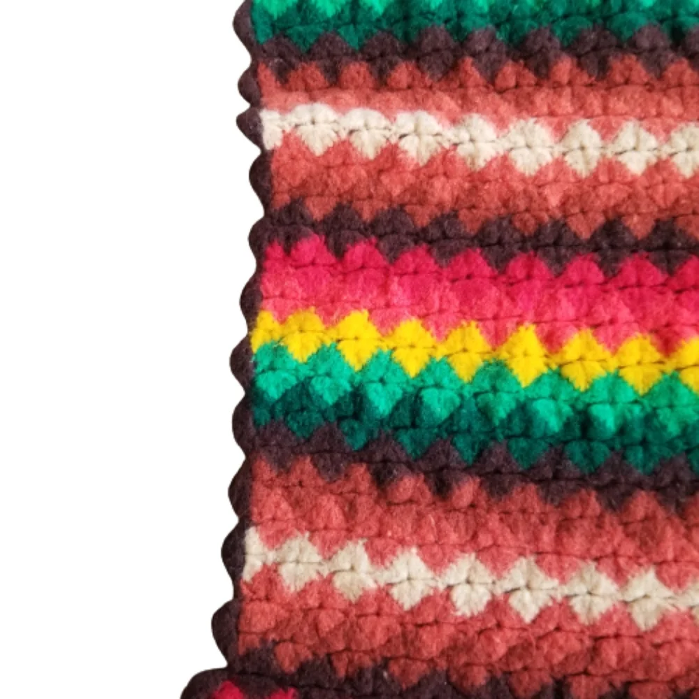 Vintage Boho Granny Handmade Afghan Yarn‎ Weave Crochet Rectangle Throw Blanket
